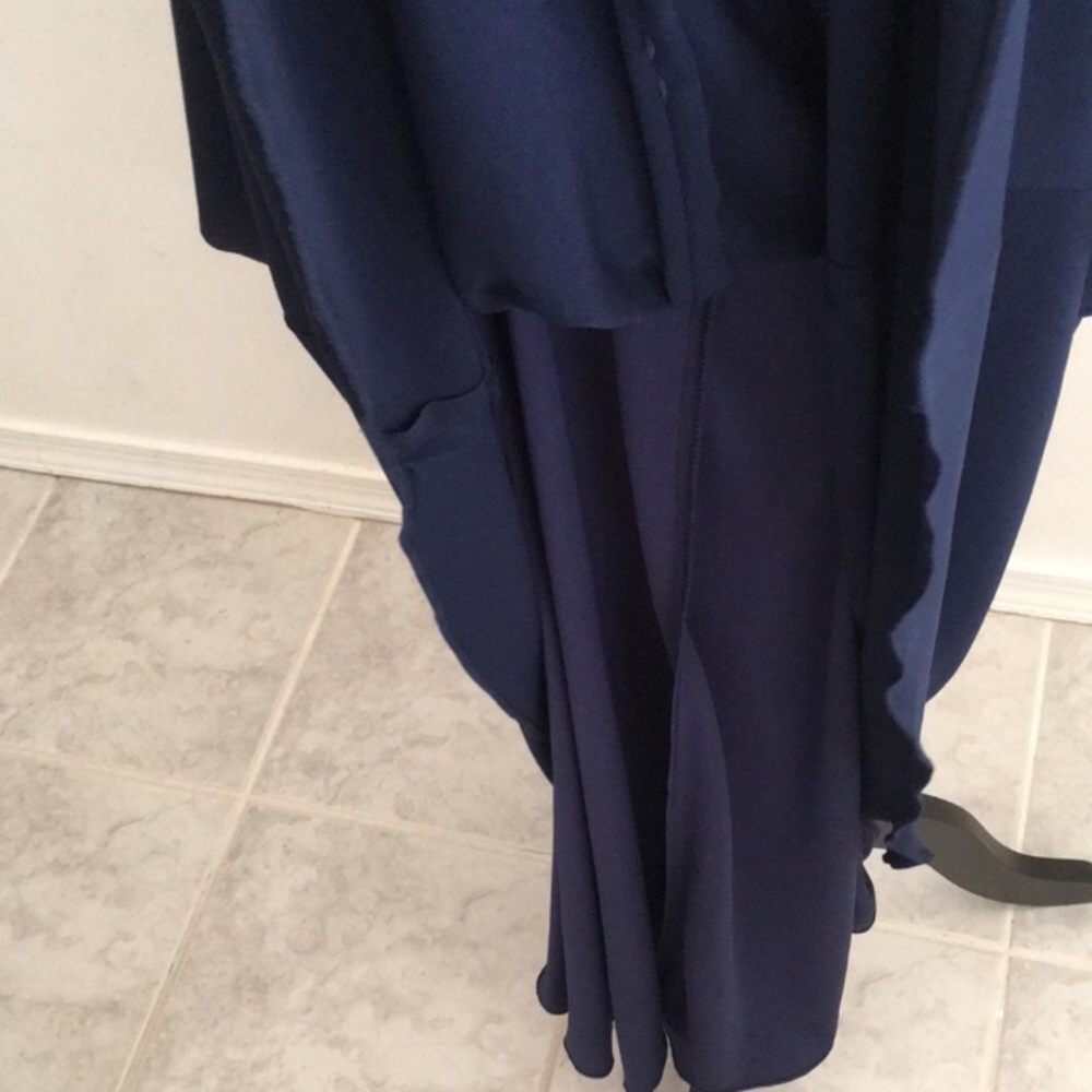 JS Boutique Navy Beaded Waist & Shoulders Gown - Picture 8 of 8
